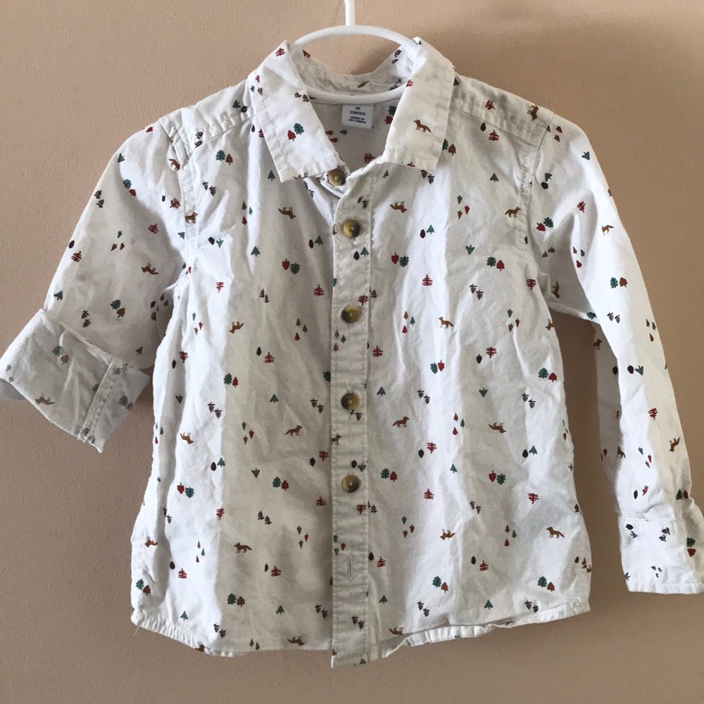 Winter print toddler boys button down shirt